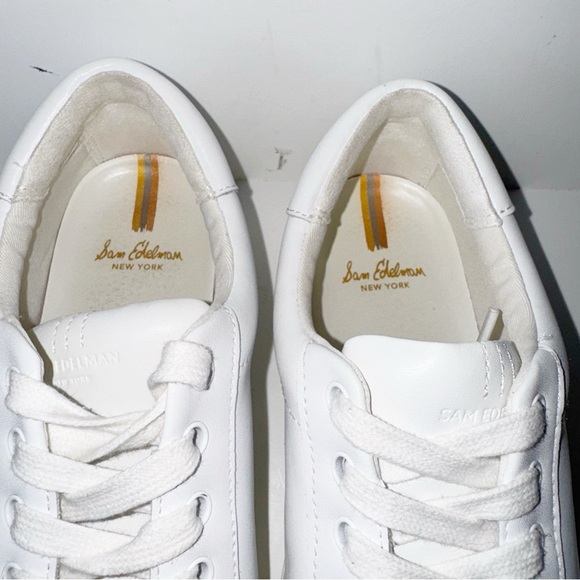 Sam Edelman Ethyl Low Top Leather Sneaker White Classic Minimalist Sz 9 - Picture 4 of 10